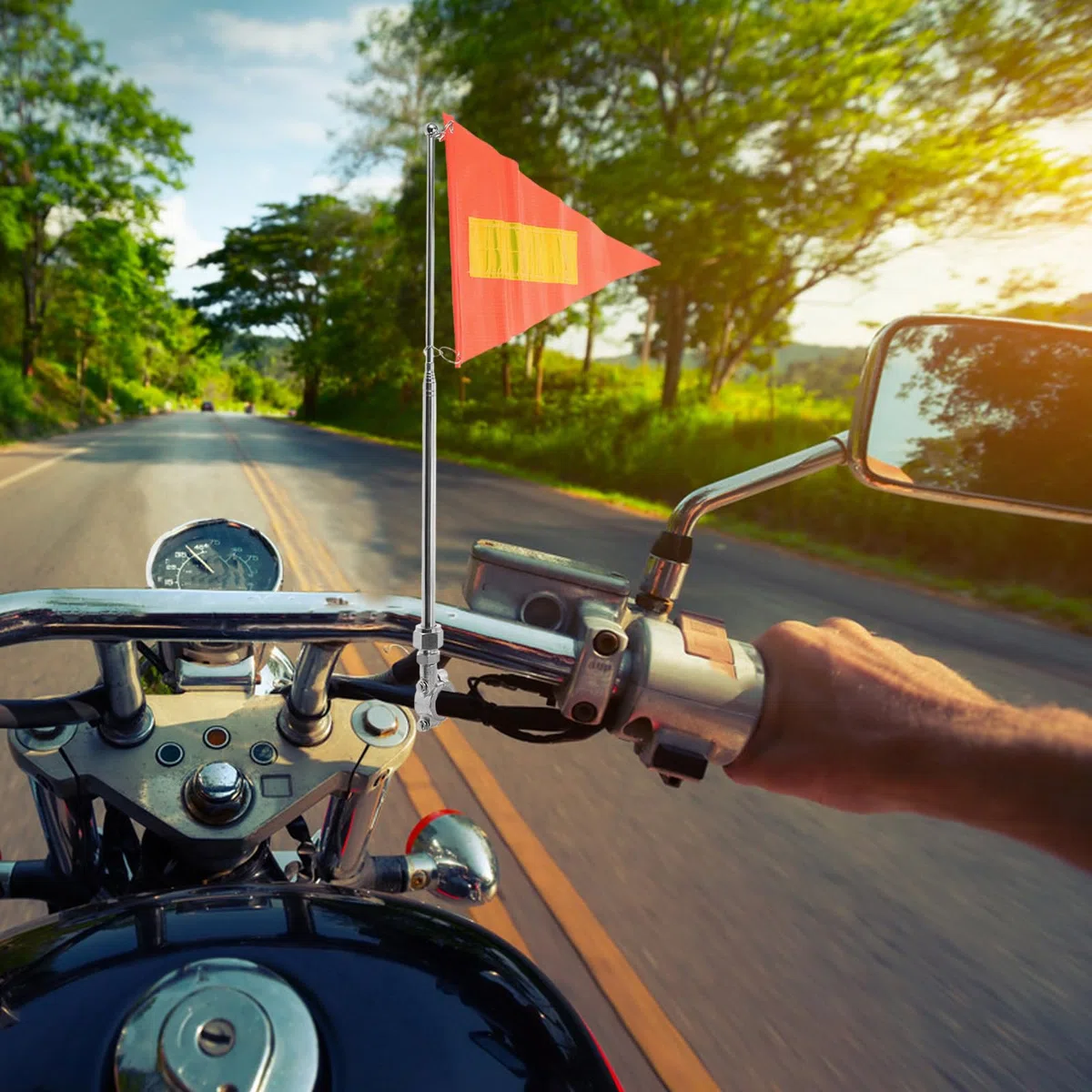 VOSAREA Drapeau pour Vélo Mât Télescopique en Alliage D'aluminium et Acier, Longueur Ajustable, Améliore la Sécurité pour Moto et Vélo