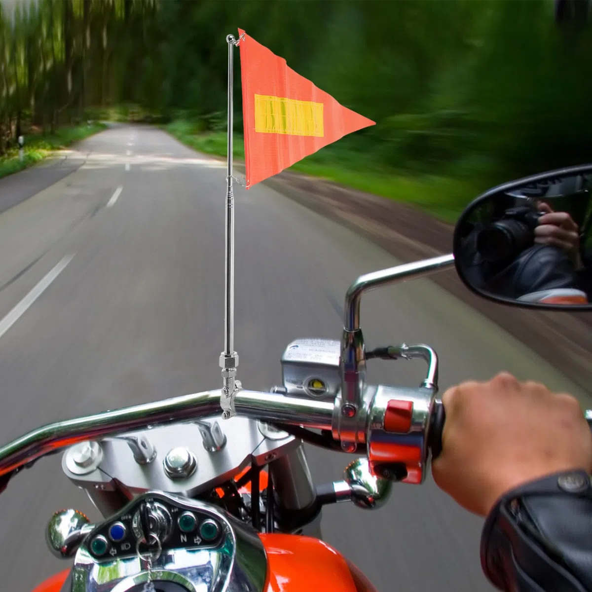VOSAREA Drapeau pour Vélo Mât Télescopique en Alliage D'aluminium et Acier, Longueur Ajustable, Améliore la Sécurité pour Moto et Vélo