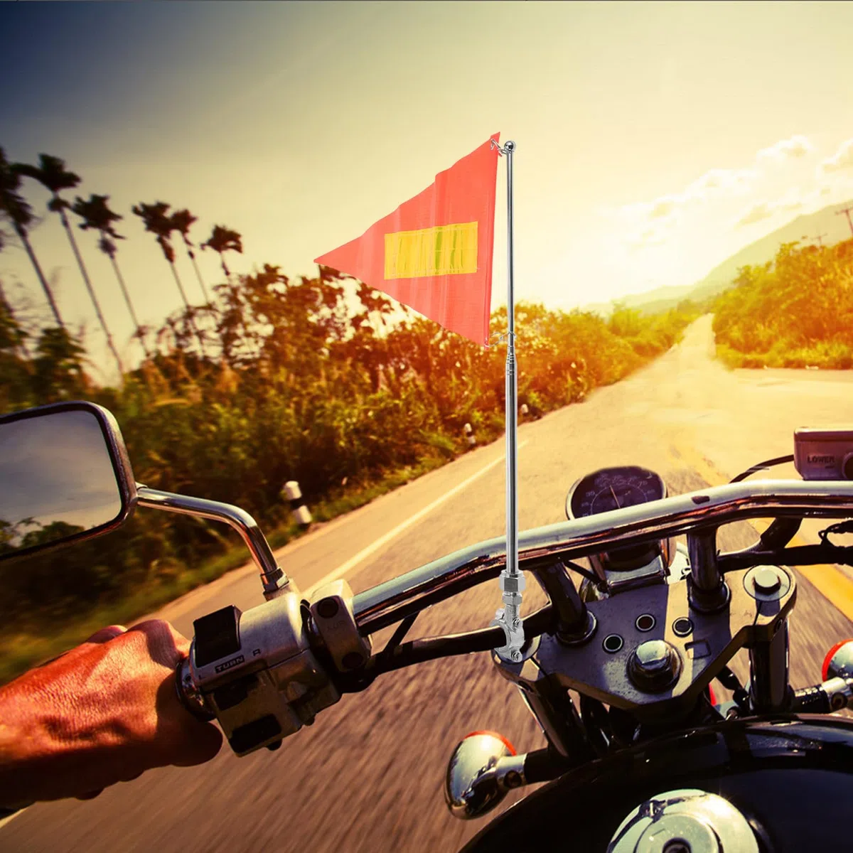 VOSAREA Drapeau pour Vélo Mât Télescopique en Alliage D'aluminium et Acier, Longueur Ajustable, Améliore la Sécurité pour Moto et Vélo